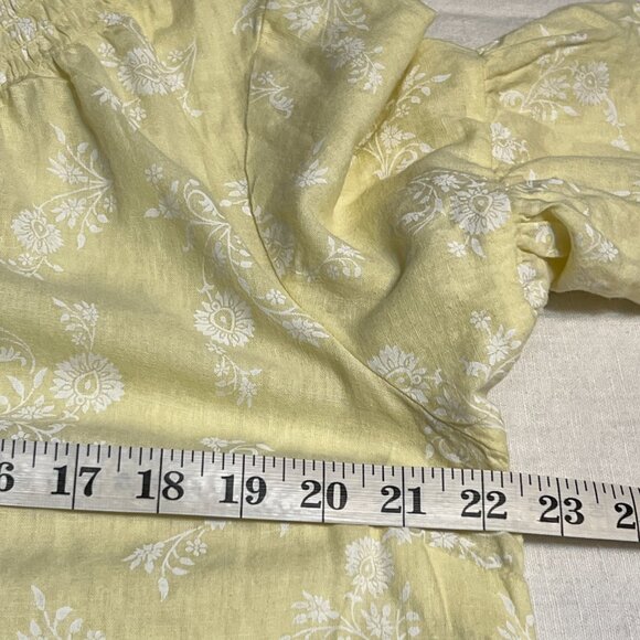 Naturals D&CO. Linen Blend Floral Button Front Blouse Yellow Size M Light Summer - Picture 7 of 8